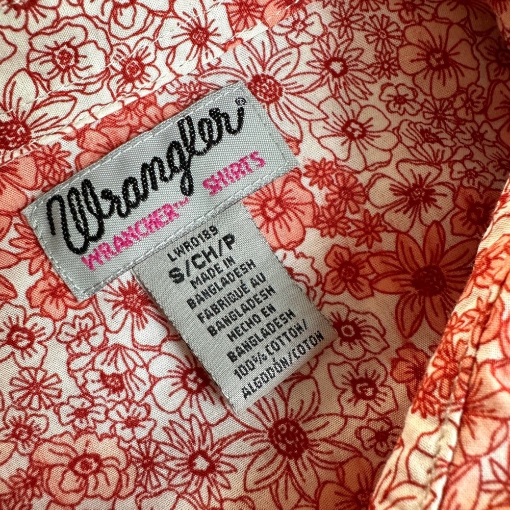 Wrangler Wrancher Shirt Cotton Floral Pearl Snap Western Short Sleeve Women S - Picture 6 of 8